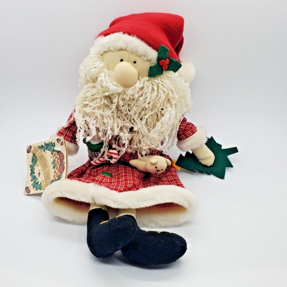 Vintage Plush Santa Shelf Sitter The Christmas Sampler Russ Berrie New With Tags